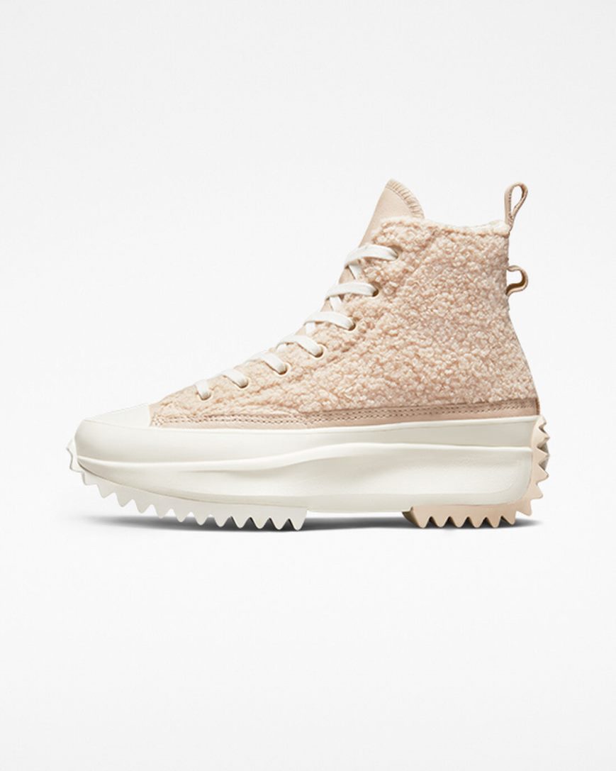 Men's Converse Run Star Hike Sherpa High Top Platform Shoes Beige | AU 1C406U